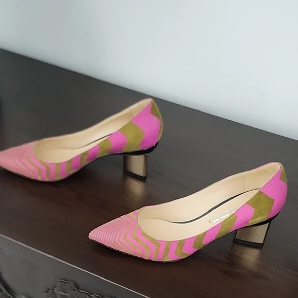 Nicholas Kirkwood Pink and Green Prism Pump Heels marked 38.5 EU fits US 7 - Picture 3 of 5